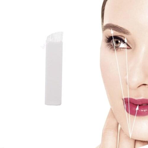 Tattoo Blade Needle Makeup 100pcs Per Lot 19 Pins Tattoo Needle For Eyebrow Tattoo Agujas Para Tatuajes Microblading Needles