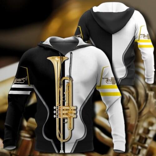 3D Printed Hoodie Love Trumpet Music Pattern For Men/Women Sweatshirt Spring/Autumn Casual Pullover Zipper Unisex Streetwear