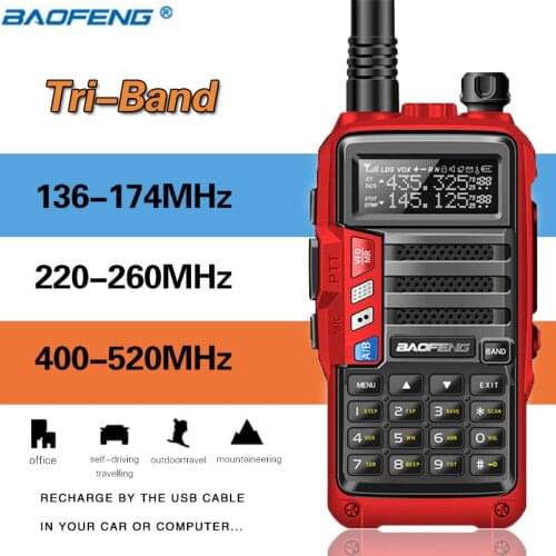 Tri-Band Radio BaoFeng UV-S9 8W High Power 136-174Mhz/220-260Mhz/400-520Mhz Walkie Talkie Amateur Handheld Ham Two Way Radios