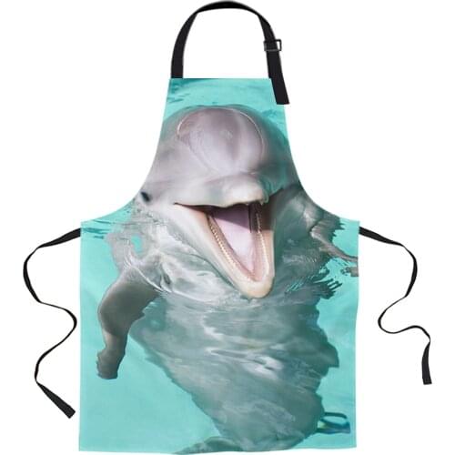 Smiling Dolphin Animal Aprons for Women Men Kid Cooking Baking Apron Kitchen Utility Equipment Accessories