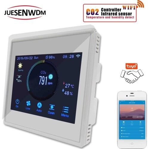 WIFI APP TUYA Fresh Air System Control Tester Detector Sensor CO2 for Temperature Humidity Monitor