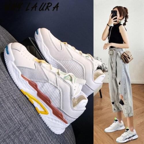 Casual Shoes Womens white comfortable breathable mesh trainers go with the round head beach trainers