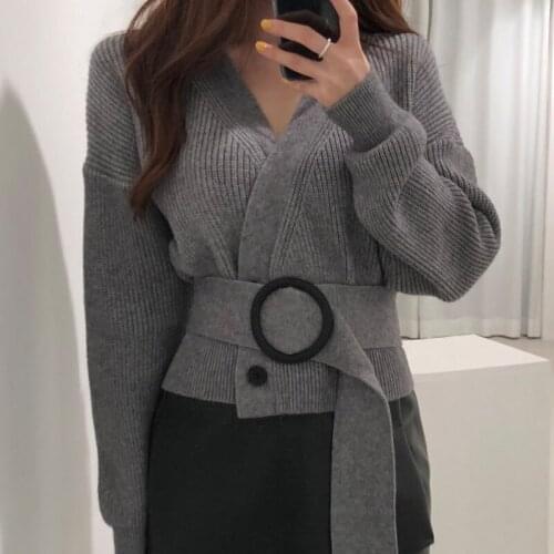 SHTONGHUA 2019 Runway Women Bats sleeves Sweater Cardigan Female Korean OL bow tie Sweater Full Sleeve Double Breasted Coat