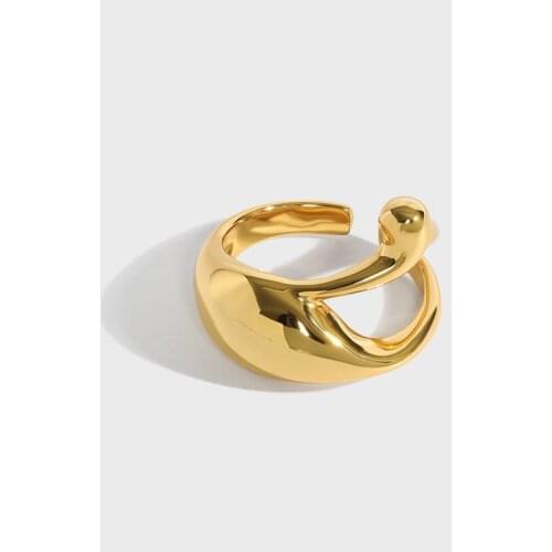 SHANICE S925 Sterling Silve Open Ring All-match smooth hollow water drop shape rings for women Noble Bridal Wedding Party Annive