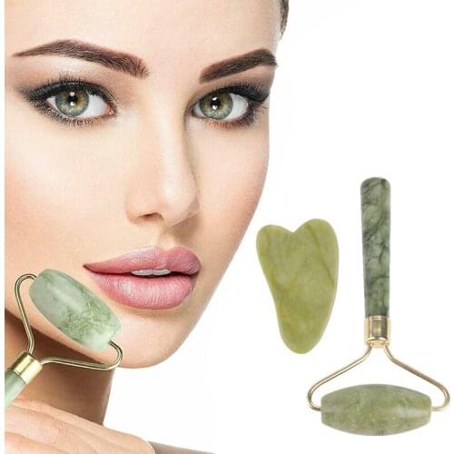 1pcs/1set Natural Face Massager Guasha Jade Roller Scraper Facial Skin Care Tools Roller Massage Facial Skin Care Tool