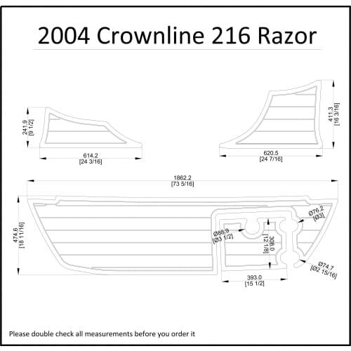 2004 Crownline 216 Razor Swim Platform Pads Pad Boat EVA Teak Decking 1/4" 6mm