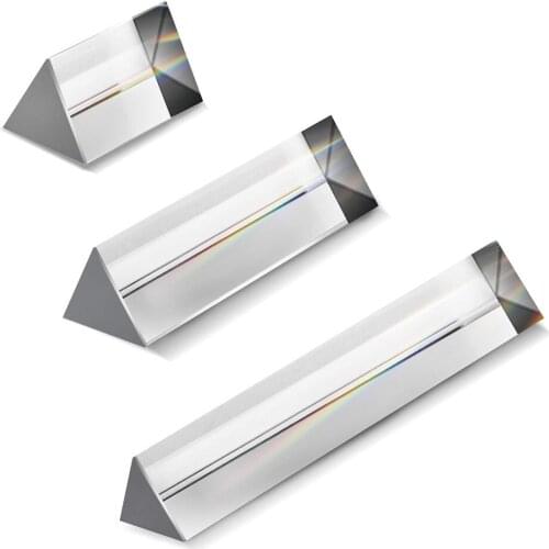 3 Pack Crystal Optical Glass, Triangular Prism for Photography, Science, Teaching Light Spectrum(Set of 3, 50/100/50 mm)