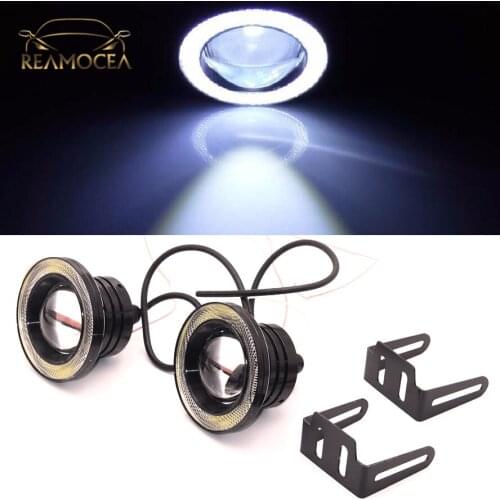 Reamocea 2X 2.5/3.0/3.5 Inch 12V 30W Car LED COB Halo Ring Angel Eyes Light Headlight DRL Driving Fog Lamp Bulb Universal Parts