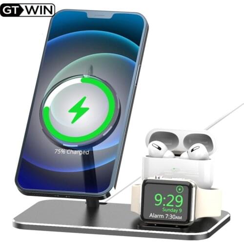 Wireless Charging Station Stand For Apple Magsafe to iPhone 12 Pro Max Mini Apple Watch iWatch Wireless Charge Pad Dock Holder
