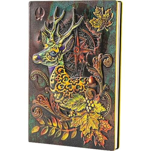 Witch Shadow Book Witch Magic Notes Embossed Retro Notebook-Elk Shape Embossed