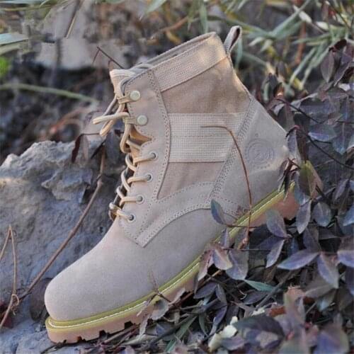 47 EU Big Size High Tube Leather Martin Boots Outdoor Climbing Hiking Camping Antiskid Military Tactical Assault Boot Ankle Shoe