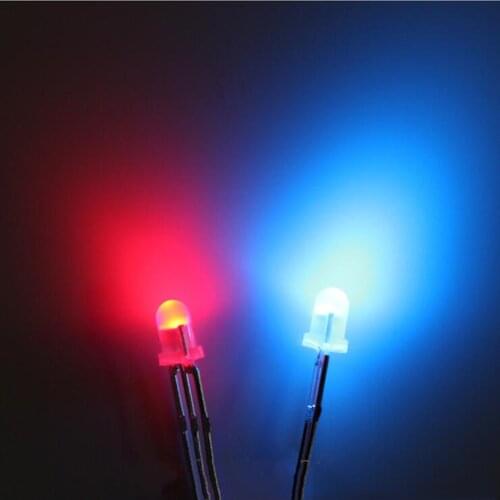 F3/F5 3mm 5mm red - blue double color Mutual flash common cathode/Common Anode Foggy 3PIN light-emitting diode LED Lamp beads