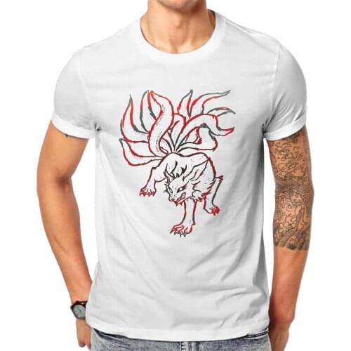 Legend Red Fashion TShirts Nine Tailed Fox Beautiful Fantasy Male Harajuku Fabric Streetwear T Shirt O Neck Oversized