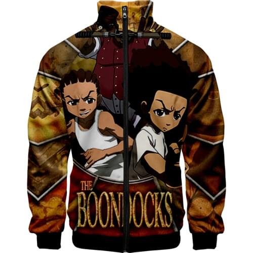 2021 The Boondocks Zipper Jacket Stand Collar Jacket Men/Women Jackets Casual Streetwear Unisex Oversized Anime Clothes Tops