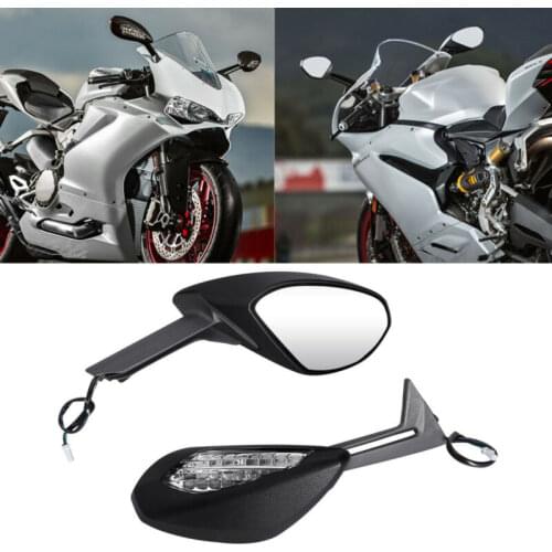 Motorcycle Black Mirrors Set With Turn Signals For Ducati 1299 Panigale S 2015 2016 959 Panigale S 2016