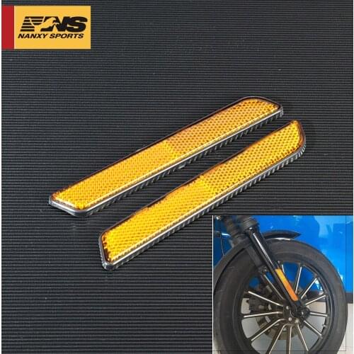 Orange Front Fork Leg Reflectors Set Case For Harley Sportster 883 1200 Dyna Fatboy 1988-2010