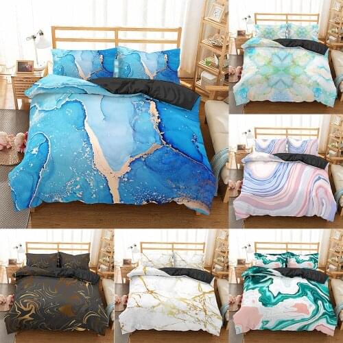 2021 Marble Bedding Set Duvet Cover Mint Gold Glitter Turquoise Bedding Comforter Set Abstract Aqua Teel Blue Quilt Cover