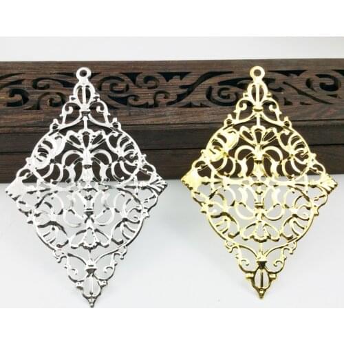 10pcs 50x72 Filigree Flower Wraps Metal Crafts Connectors For DIY Embellishments Scrapbooking Jewelry Accessories