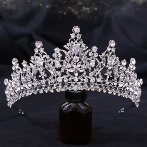 Trendy Wedding Zircon Flower Leaves Crown Bridal Headpiece Crystal Diadem Queen Crown Princess Tiaras Wedding Hair Jewelry New