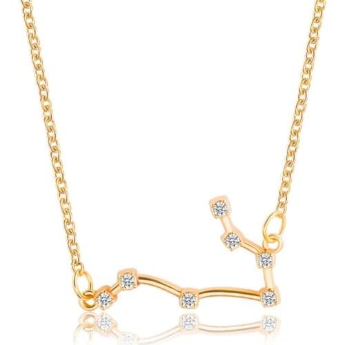 Trendy 12 Constellation Pendant Crystal Choker Necklace Fashion Gold Silver Plated Jewelry Gift For Women Girl