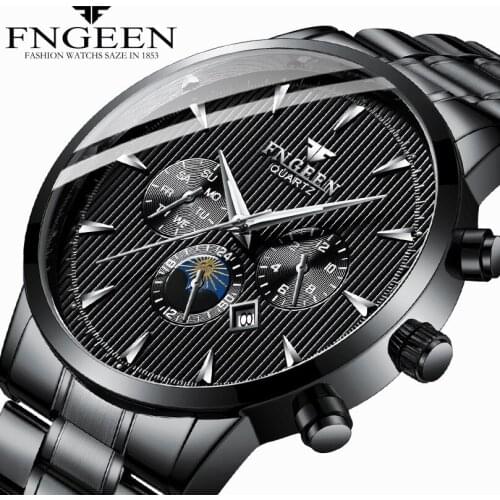 FNGEEN Men Watch Men 2020 Luxury Quartz Watch Auto Date Waterproof Fashion Non-Mechanical Watch New Mens Watch Men Concept