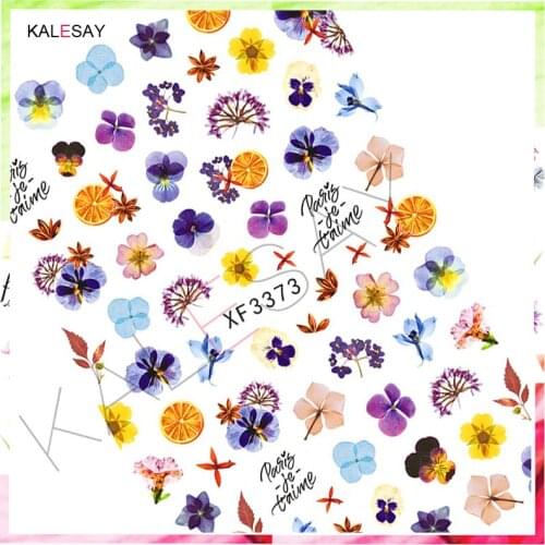 3D Nail Art Stickers Simple Flower Purple Manicure Nails Design Art Decal Decoration Fresh Plant Nail Art Designer Decals