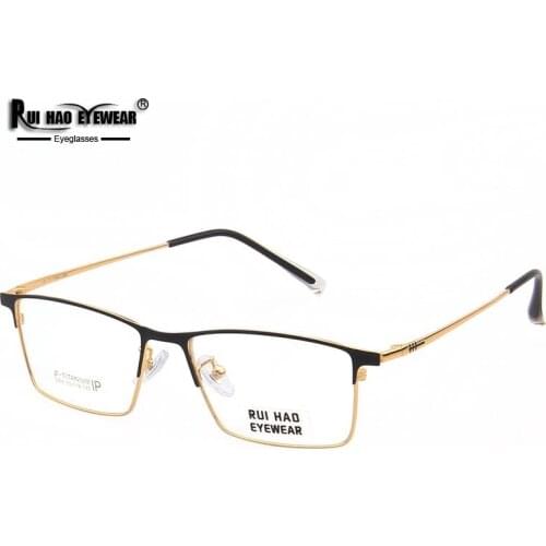 Rui Hao Eyewear Rectangle Eyeglasses Frame Retro Glasses Titanium Eyeglasses Frames Optical Spectacles Eyebrow Design 3331