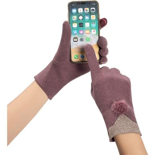 Womens Autumn And Winter Students Warm Thick Mink Ball Decoration Korean Driving Touch Screen Adult Gloves Wholesale