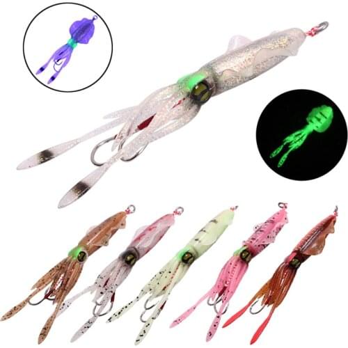 Realistic Squid Lure Soft Plastic Bait 15cm/5.90in, 45g/1.59oz Fishing Creature Baits Saltwater Fishing Tackle Lure With Hooks