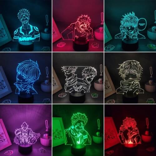 Ryomen Sukuna Manga Jujutsu Kaisen Anime Figure Itadori Yuji 3D LED Lamp RGB Neon Night Lights Bedroom Table Decoration For Home
