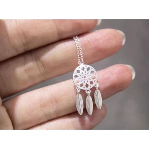 SMJEL New Ethnic Tassel Dreamcatcher With Feathers Pendant Necklace for Women Gift Bijoux Femme SYXL020