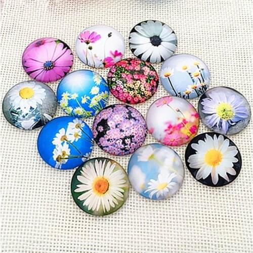 Handcrafts Beautiful Flower Glass Mosaic Art Crafts Materials Glass Mosaic Dome Cabochons Gems for Jewelry Making
