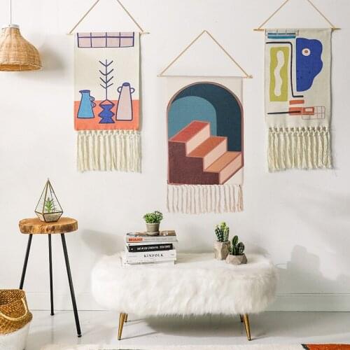 Hand-woven Tassel Tapestry Decoration Nordic Hanging Painting Moroccan Home Bedroom Hanging Cloth Lace Retro Tapestry