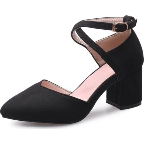 Big Size Ladies high heels women shoes woman pumps Blue Patchwork Low heel and high heel shoes