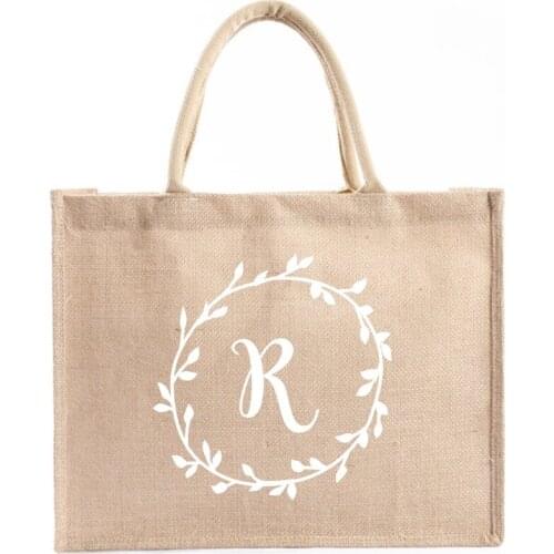 Wreath Wedding Custom Burlap Tote Bags Bridesmaid Tote Maid of Honor Gift Personalized Tote Bag Bridesmaid Gifts Bride Tote Bags