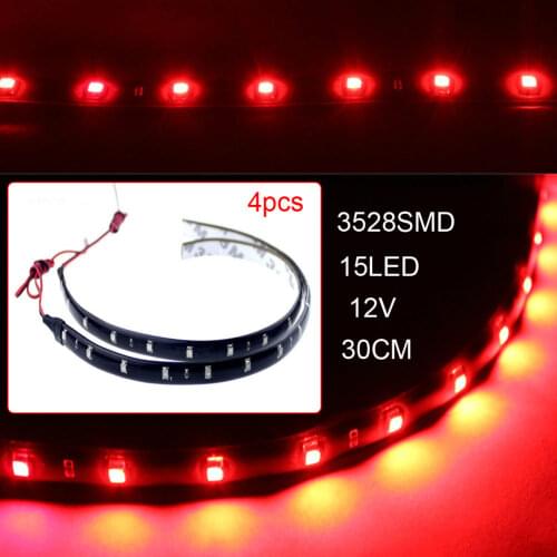 30CM Waterproof Flexible Light Strip 3528 SMD 12V LED Strip Lamp Decorative Light 15 LED for Car Auto Motorcycle Truck