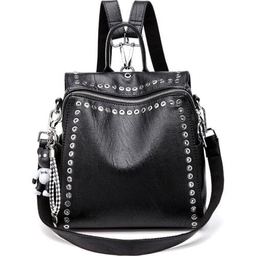 Womens Bags 2021 Fashion Leather Backpack Large Capacity Ipad Notebook Key Double Shoulder Pouch Girls Travel Storage handbag