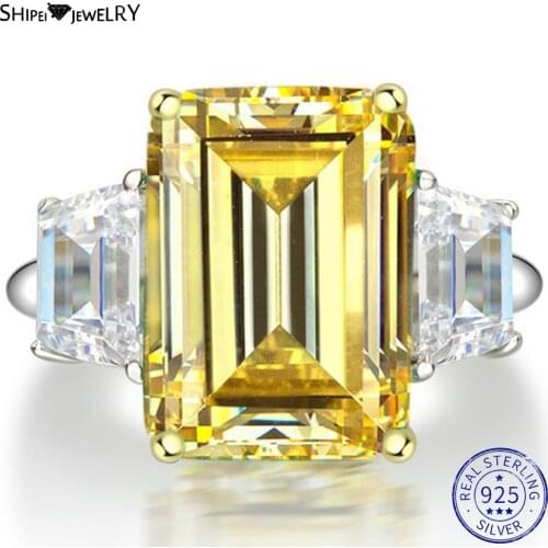 Shipei Luxury 6 Color Natural Sapphire Rings for Women 925 Sterling Silver White Pink Sapphire Ring Coctail Wedding Engagement