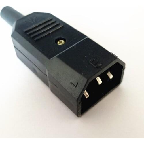 1PC 10A 250V Black IEC C14 Male Plug Rewirable Power Connector 3 pin ac Socket
