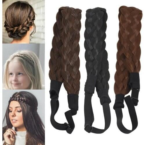 1PC Fishtail Bohemian Hair Headband Easy-Wear Elastic Twist Braided Women Girls Hairband Wig