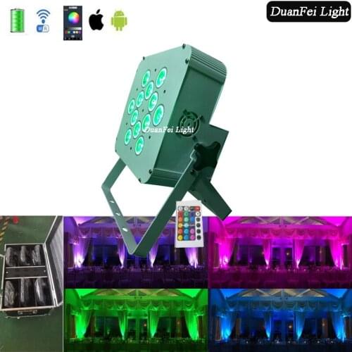 12 pieces 12x18w 6in1 led wash rgbwa uv lyre dmx led battery powered flat par light wireless white housing batteried par