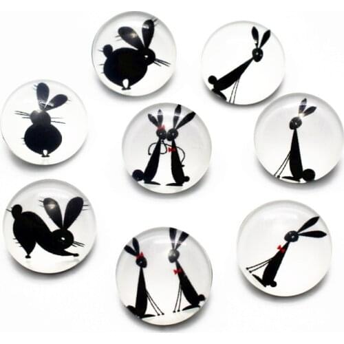 12pcs/lot animal glass 18mm snap buttons rabbit leather clasp snap button bracelet snap Bangles jewelry