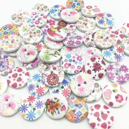 200pcs 18mm Multi Painted Wooden Buttons Round 2 Holes Sewing Accessories For Scarpbooking Cardmaking