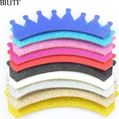 200pcs/lot 3.8x1.2 Inch Shiny Felt Crown Unfinished Supply DIY Newborn girl 1st Birthday Hair Accessories 10 Color U Pick GC01