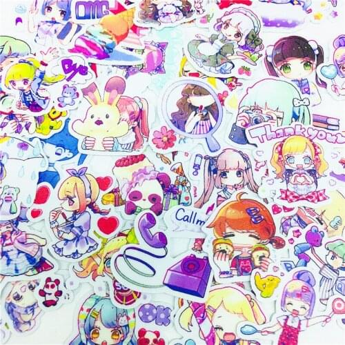 38 PCS Anime cute purple hair girl Stickers Crafts And Scrapbooking stickers book Student label Decorative sticker kids toys