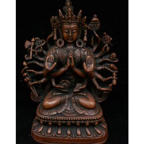 7" Antique Old Tibetan Budddhism Bronze 18 Hands Maha Cundi Mother Buddha Statue