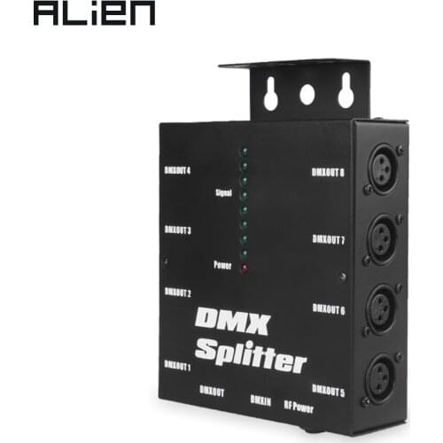 ALIEN 8 Way Channels Isolated 3Pin DMX 512 Optical Splitter Istribution Amplifier for DJ Disco Wedding DMX Stage Lighting Effect