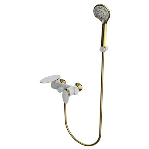 Free ship gold white clour Waterfall shower tub faucet mixer tap with handshower Oval style
