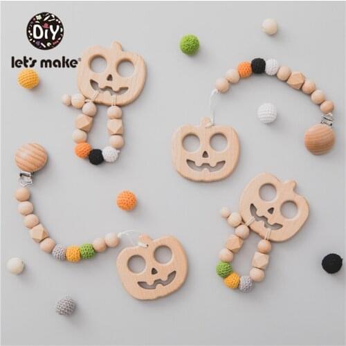 Lets Make Halloween Pumpkin Baby Bracelet Trick or Treat Series Teether Pacifier Chain Strap Holder Belt Save Beech Toy for Kid