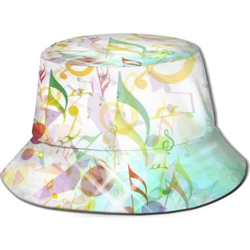 CINESSD 2021 New Fishermans Hat Unisex Fashion Bob Cap Shattered Music Notes Hip Hop Gorros Panama Windproof outdoor Bucket Hat